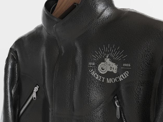 Close up on leather jacket mockup