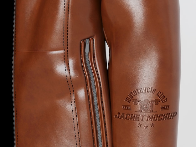 Close up on leather jacket mockup