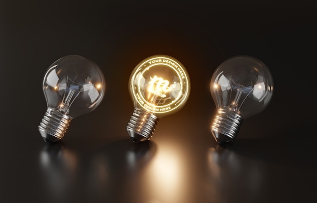 PSD close up on lightbulb mockup