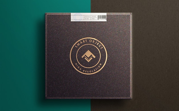 Close up on logo mockup on luxury product box