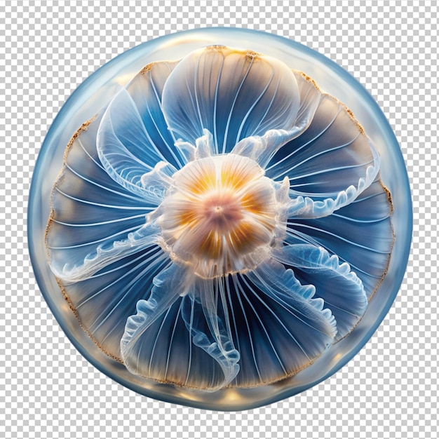 PSD close up of a mesmerizing moon jellyfish on transparent background