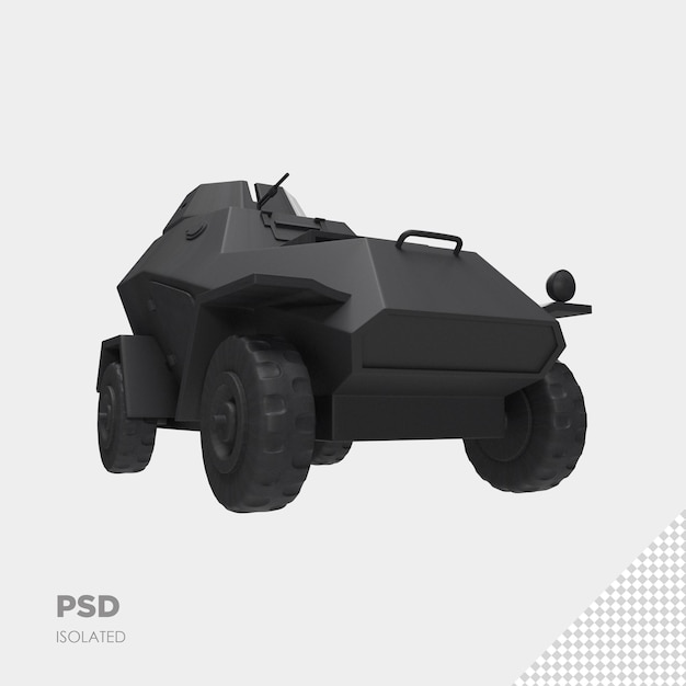 close up on military car 3d isolated premium psd