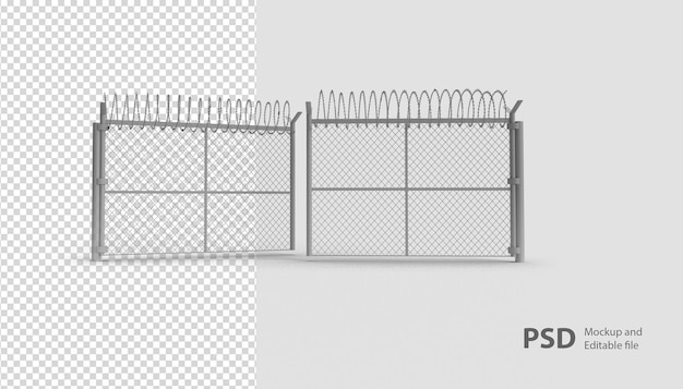 Close up on military fence in 3d rendering isolated