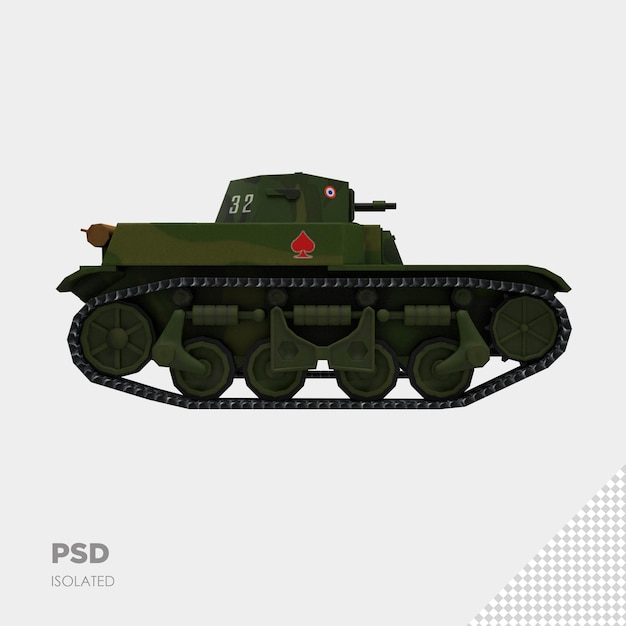 close up on military tank isolated rendering