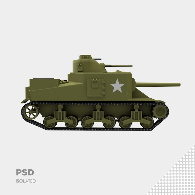 close up on military tank isolated rendering