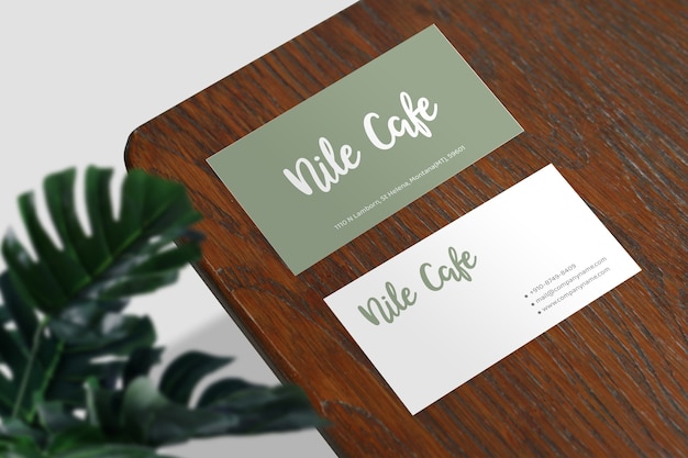 Close up on minimal business card mockup on the table