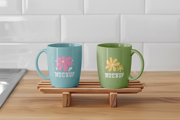 Close up  on mug mockup design