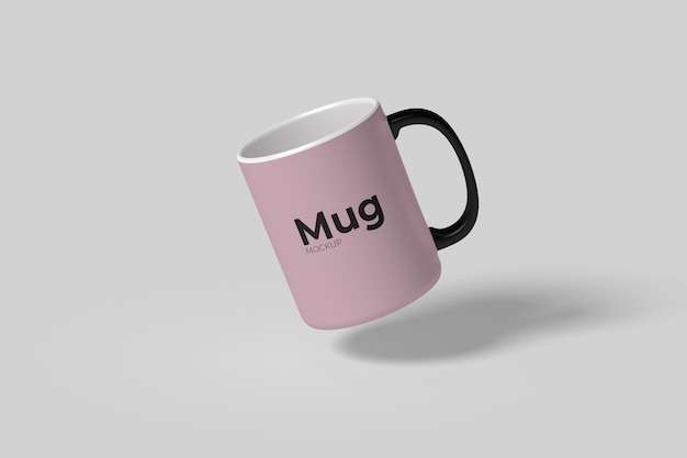 Close up on mug with holder mockup isolated