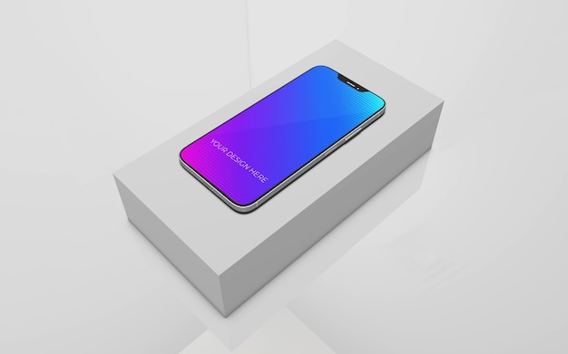 Close up on new smartphone box mockup