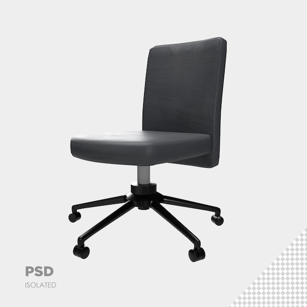 Close up on office chair 3d isolated premium psd