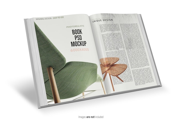 Close up on Open Book Mockup Isolated