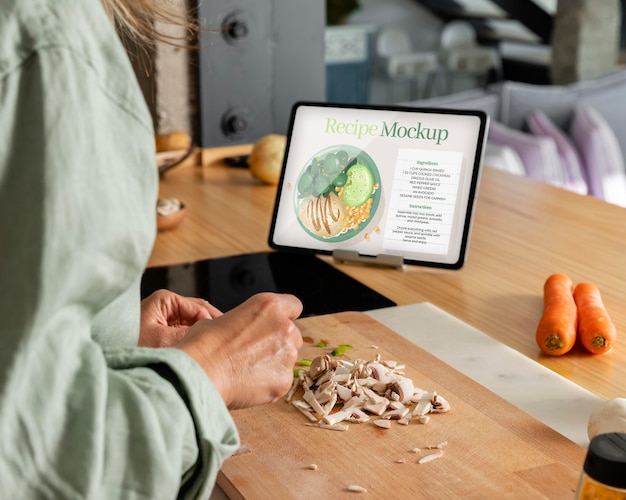 PSD close up on person preparing family recipes