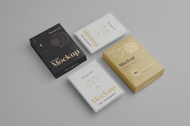 Close up on playing cards mockup