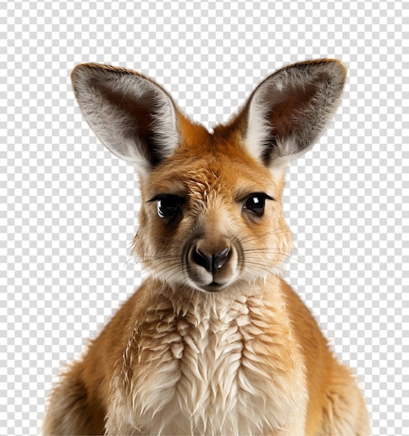 close up portrait of kangaroo animal with transparent background