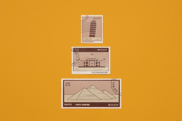 Close up on postage stamp mockup