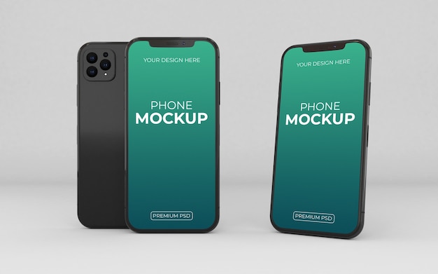 Close up on realistic phone mockup isolated