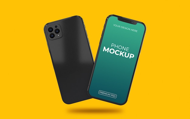 Close up on realistic phone mockup isolated