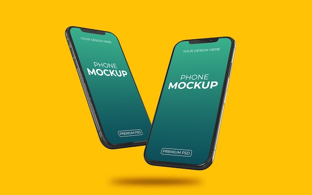 Close up on realistic phone mockup isolated