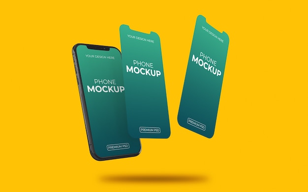 Close up on realistic phone mockup isolated