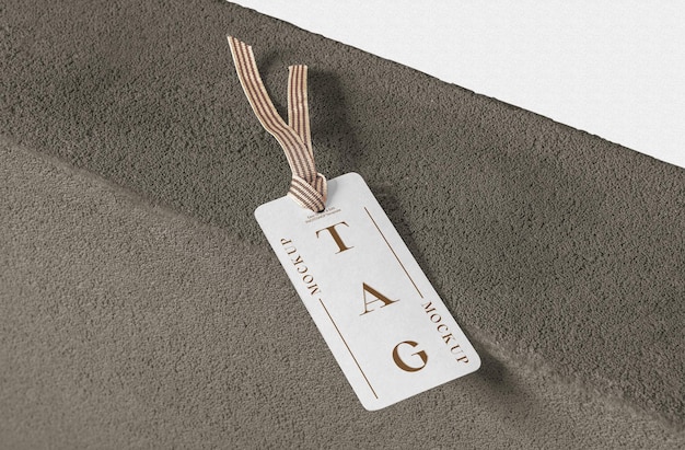 PSD close up on realistic tag mockup