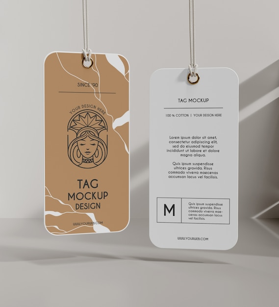 Close up on realistic tag mockup