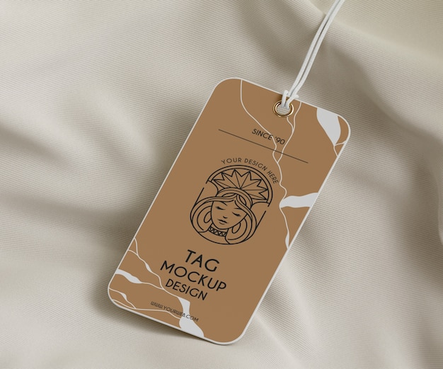 Close up on realistic tag mockup