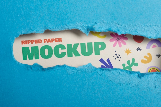 Close up on ripped paper mockup