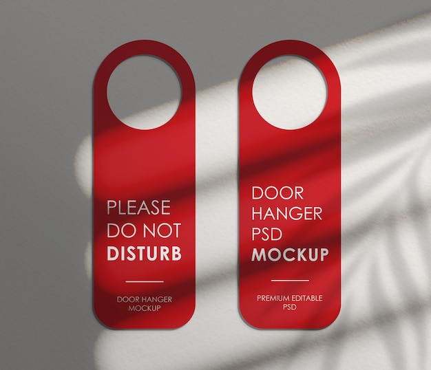 Close up on rounded door hanger mockup