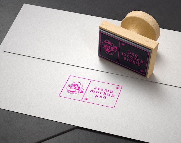 Close up on rubber stamp mockup