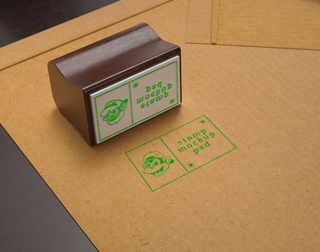 Close up on rubber stamp mockup