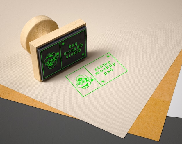 Close up on rubber stamp mockup