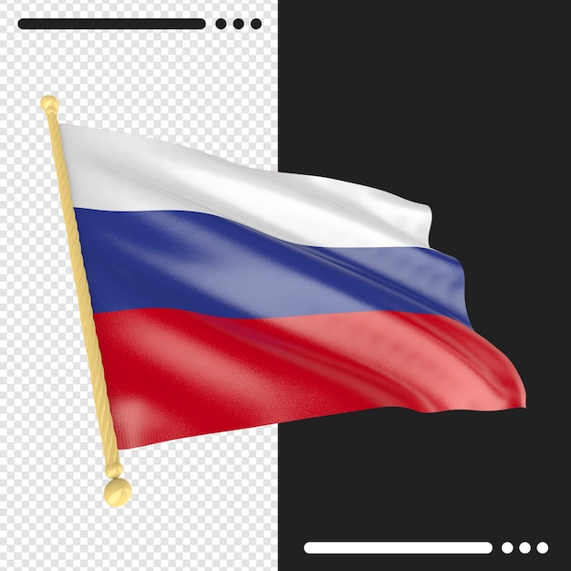 Close up on Russia flag rendering isolated