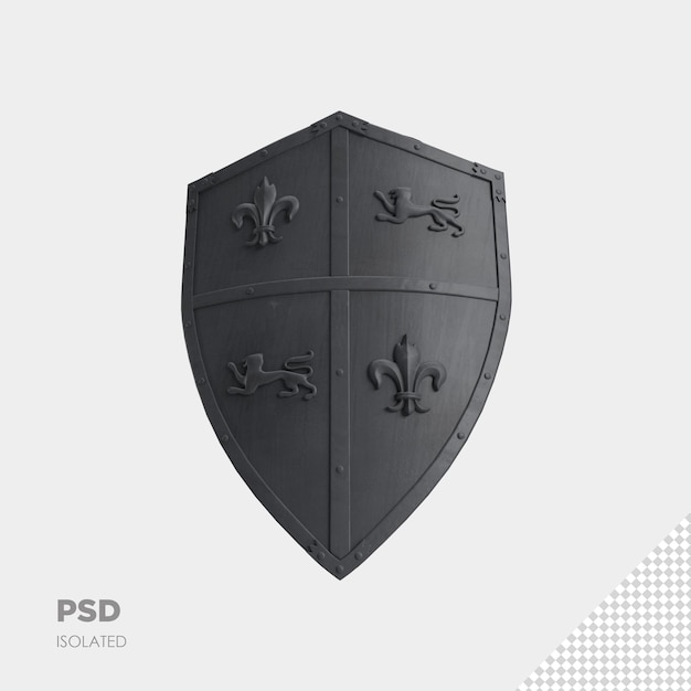 Close up on shield 3d isolated premium psd