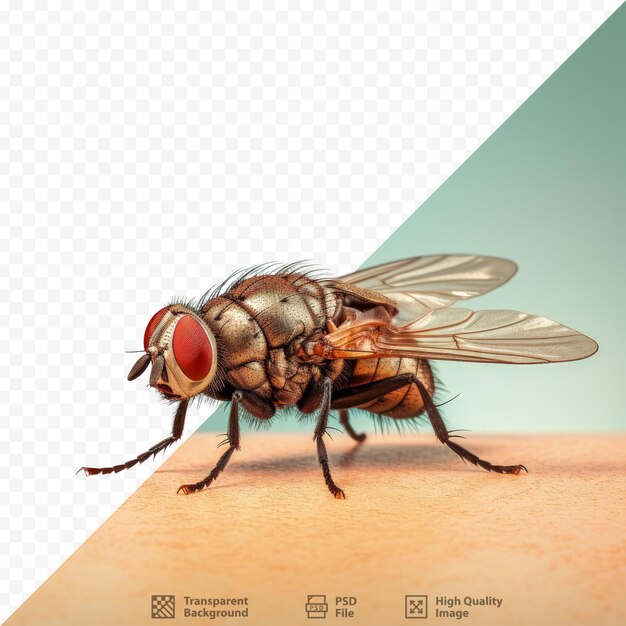 PSD close up of a small housefly with a warm color palette