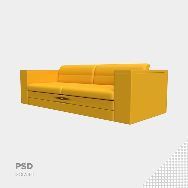 Close up on sofa 3d isolated premium psd