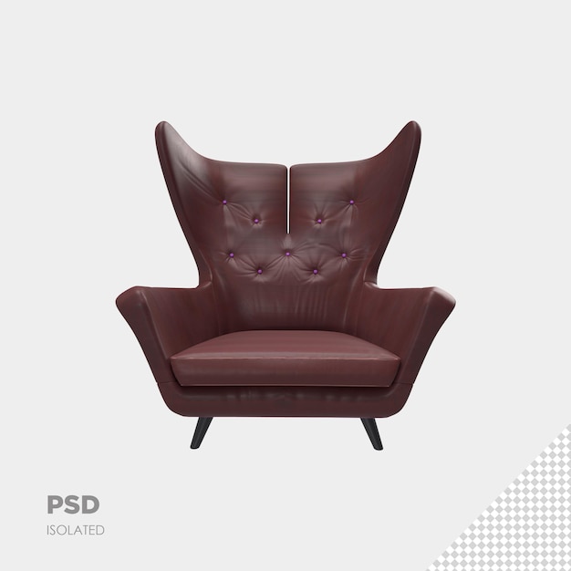 Close up on sofa chair 3d isolated premium psd