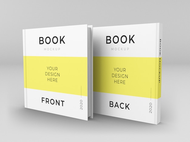 Close up on square books cover mockup