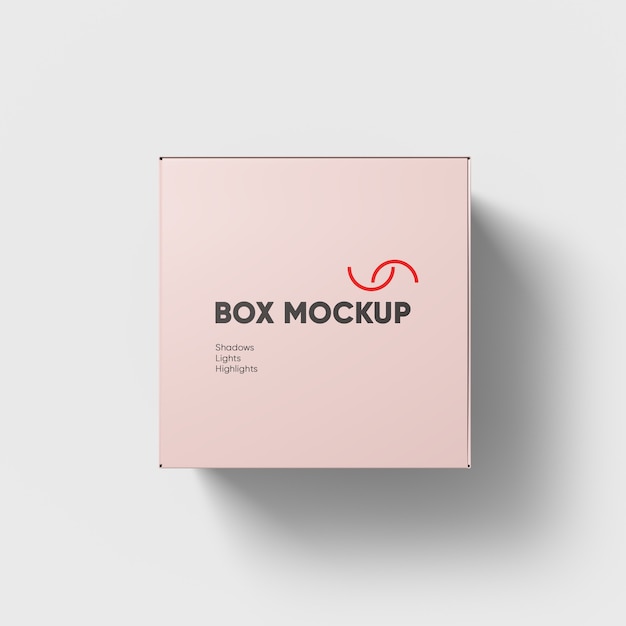 Close up on Square Box Mockup Isolated