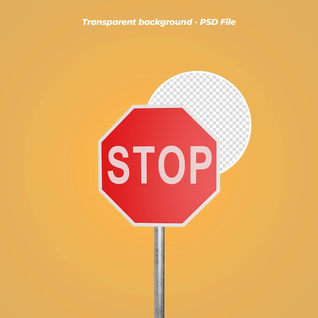 Close up on stop sign in 3d rendering isolated