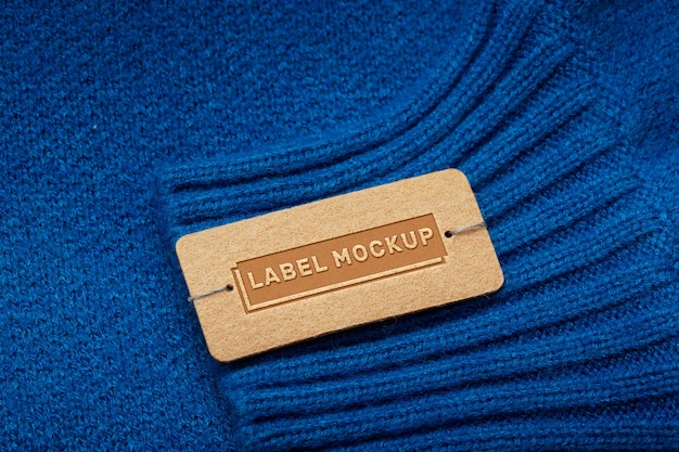 Close up on sweater label mockup