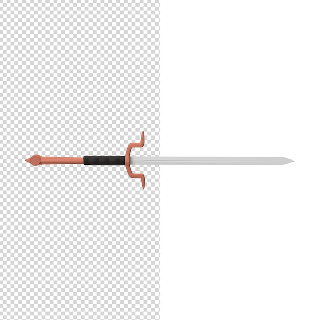 close up on sword isolated premium psd