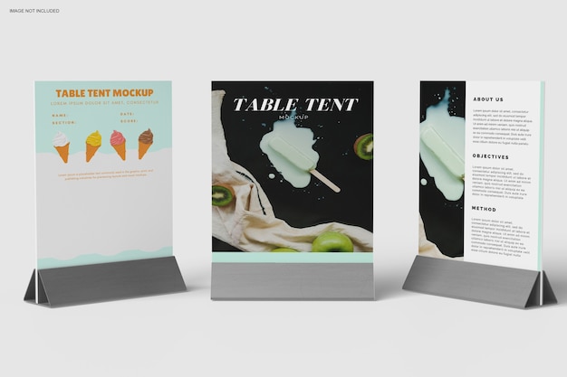 PSD close up on table tent mockup design