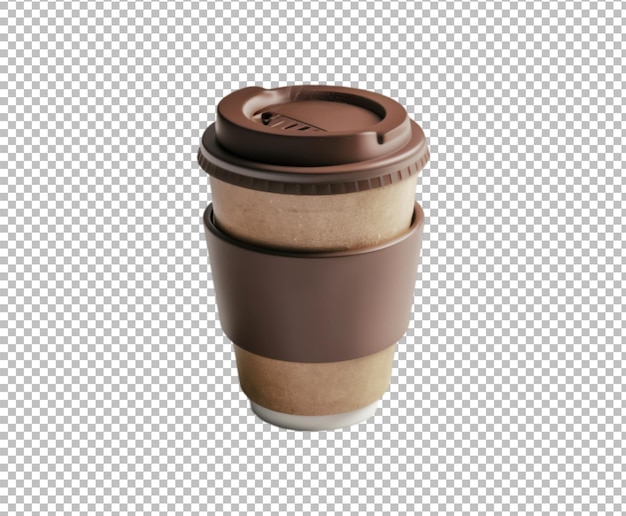 Close up takeout coffee cup isolated on transparent background Ai generative