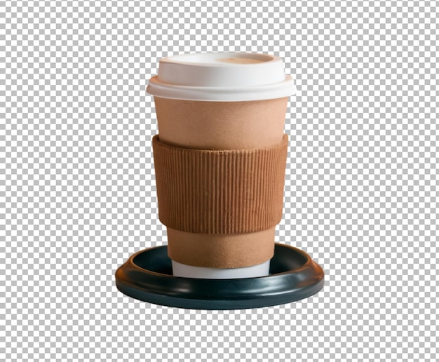 Close up takeout coffee cup isolated on transparent background Ai generative