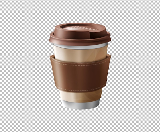 PSD close up takeout coffee cup isolated on transparent background ai generative