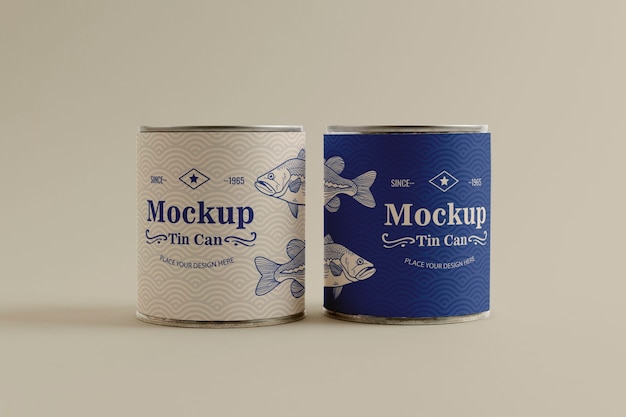 Close up tin can package mockup