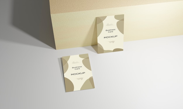 Close Up Top View on Business Card Mockup