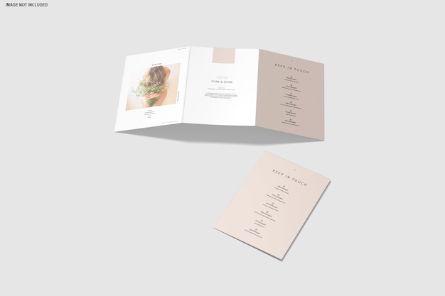 Close up on trifold mockup brochure isolated