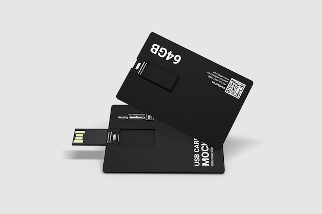 Close up on USB card mockup isolated