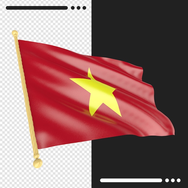 Close up on Vietnam flag rendering isolated